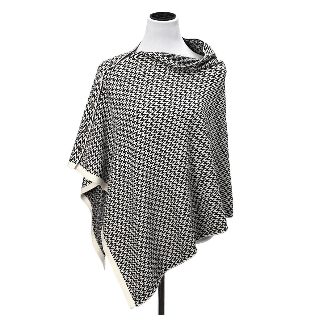 Winter knit button cloak shawl knit cape women's shawl muffler