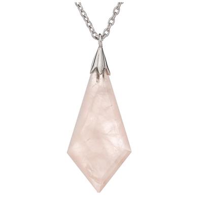 [R0818] - Srebrny naszyjnik 'Meghan' srebro kwarc różowy (rodowany) - 30x14 mm