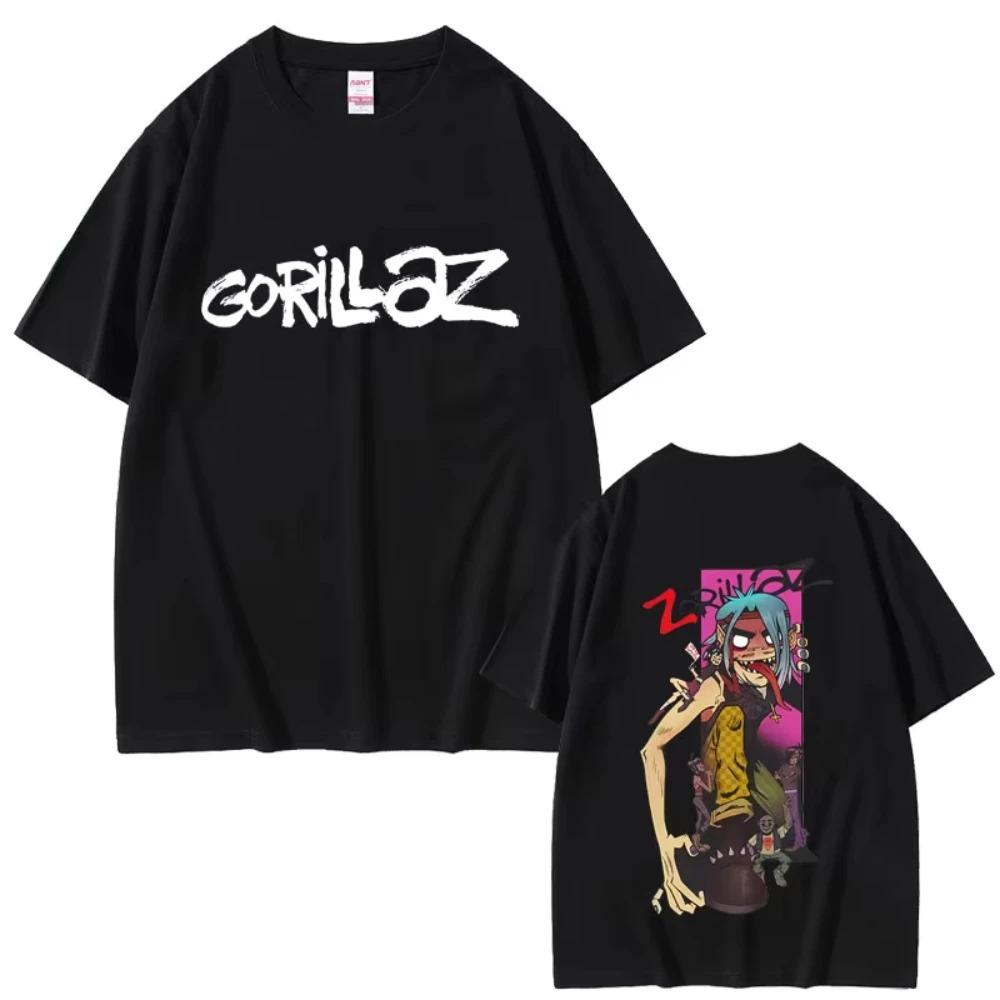 Gorillaz Band T-Shirt Herren Damen Hip Hop Rock Mode Oversized Streetwear Damen Hohe Qualität Weiche Baumwolle Kurzarm T-Shirt