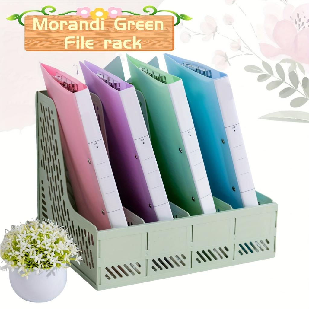 Detachable Large-Capacity Office File Organizer, Bookend, Four-Column File Divider for Desktop Document Storage