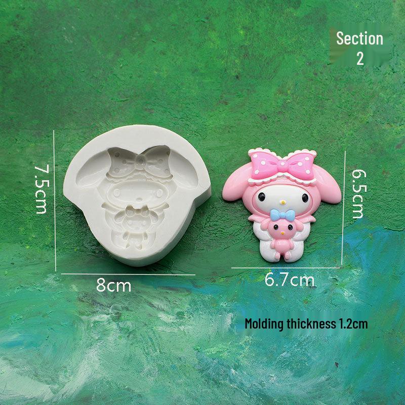 Silicone Molds: KT Cat & Little White Rabbit for Chocolate, Fondant, Cake, Resin DIY