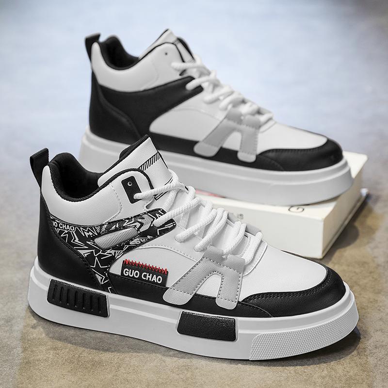 Men Shoes Sneakers High Top Mens Casual Shoes Luxury Breathable Men Walking Shoes Trend Leather Shoes for Men Running Shoes Male Footwear