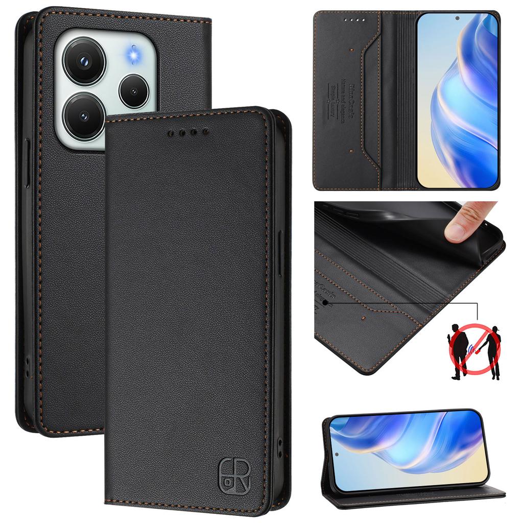 For Xiaomi Redmi Note 14 4G (164.84mm) Leather Case RINACASIS RC01 Phone Cover with RFID Blocking Wallet Stand