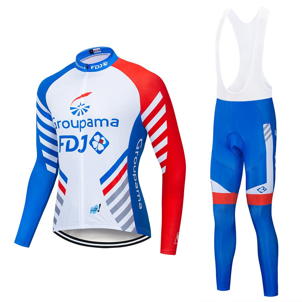 Fdj Autumn 2026 Pro Team Cycling Jersey19D Bib Set MTB Uniform Bicycle Clothing Quick Dry Bike Clothes Mens Long Cycling Wear