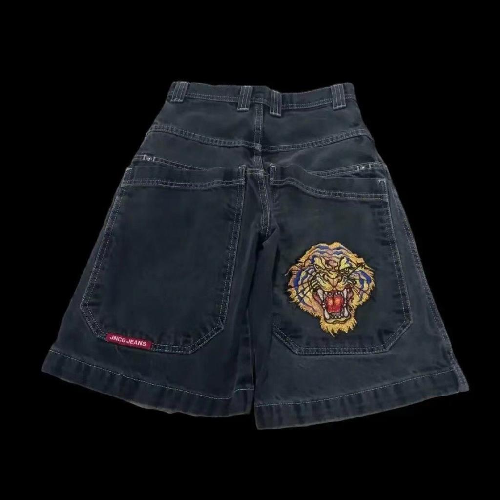 DRIPX Pantaloncini Larghi Y2K Tasche Americane Stampa Denim Pantaloncini da Palestra Anni 2000 Vintage Streetwear Hip Hop Uomo Donna Pantaloncini da Basket