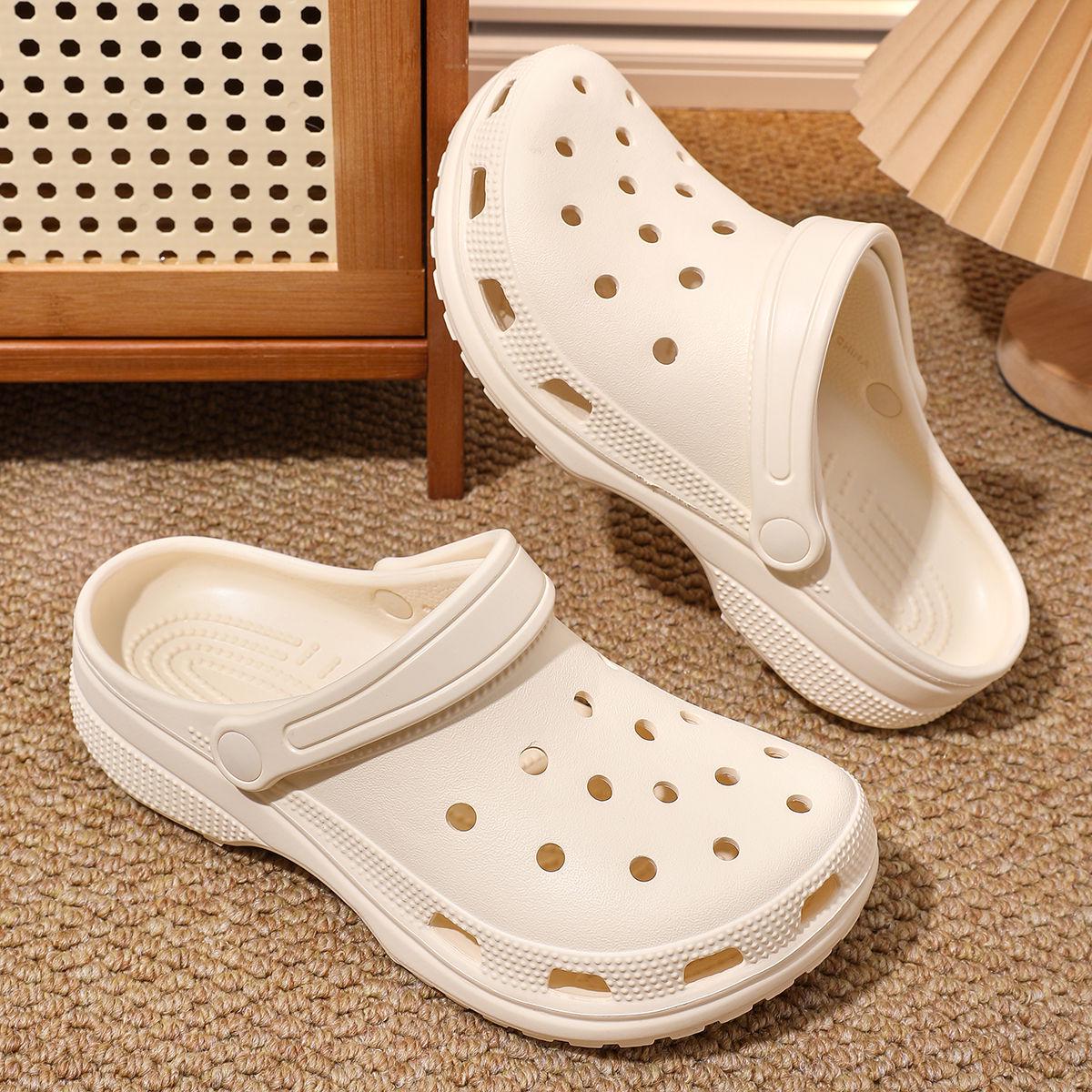 Женские уличные нескользящие шлепанцы-сабо с закрытым носом Модные пляжные туфли с мягкой подошвой для ношения в двух направлениях 26-27 бежевый 1180₽