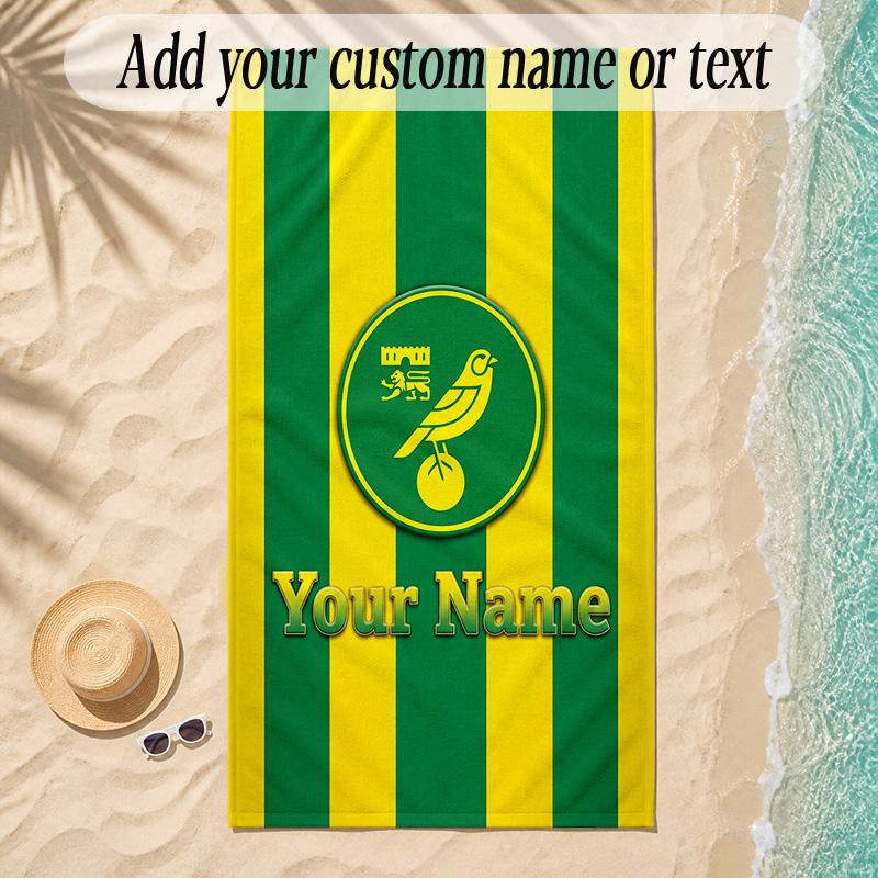 Beach TowelNorwich City Custom Name Text Personalized Soft Towel for Beach Pool Indoor Home Decor Gift
