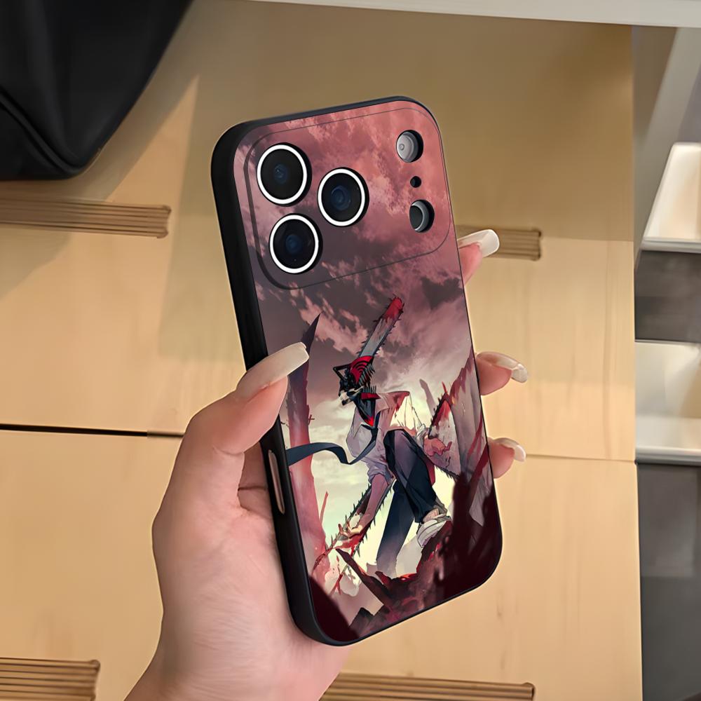 

Anime C-Chainsaw Man Phone Case For IPhone 17 Air 16 E Pro Max 15 14 13 Mini 12 Pro 11 Max Plus Black Soft Shell iPhone 14 Plus