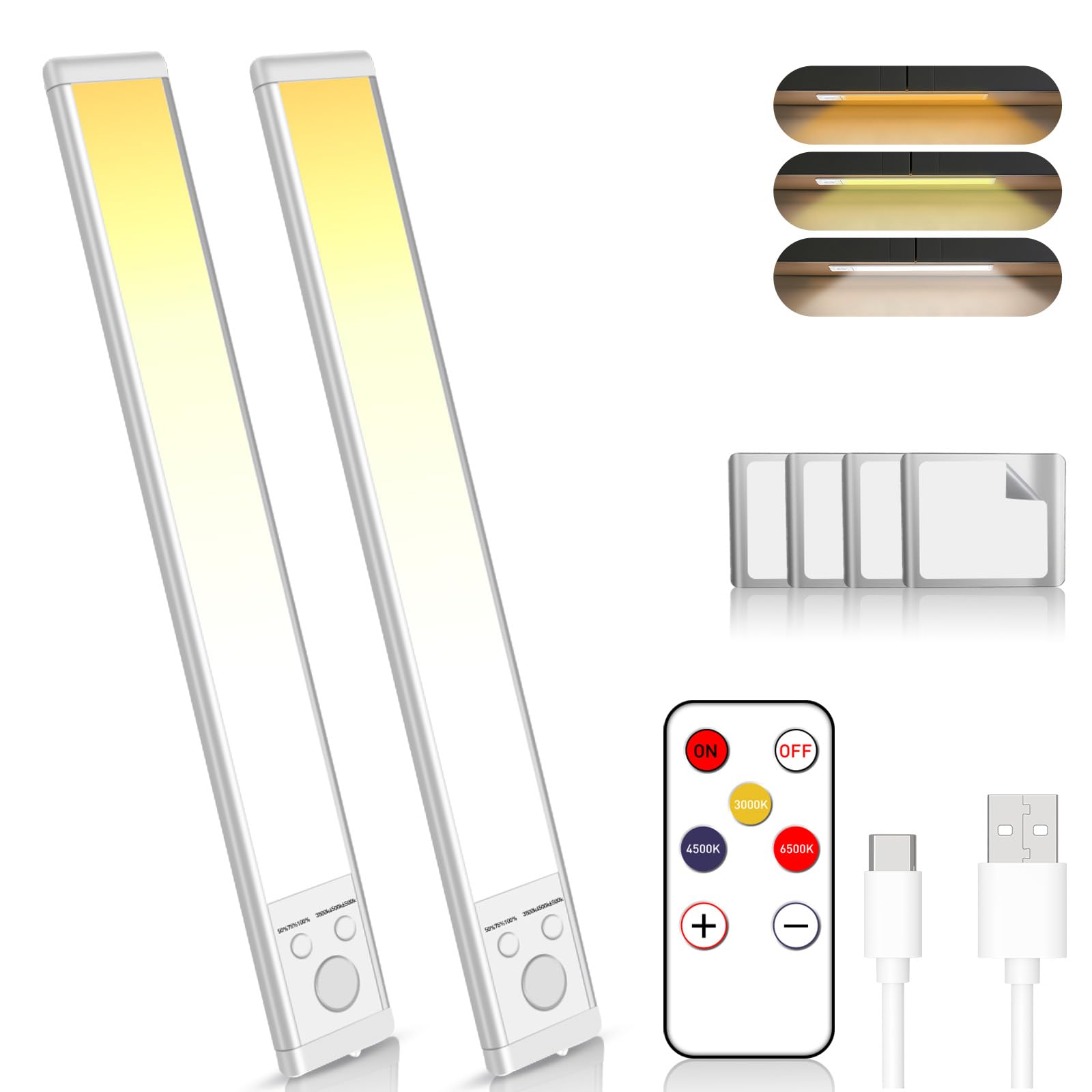 

Vividorad Датчик руху Внутрішній 30см LED Стрічка 2200mAh Пульт Магнітний Робочий Без дротів Енергія Довгий Високий Високий для Регульованого Нейтрального Світла, 2 шт., Світлий,