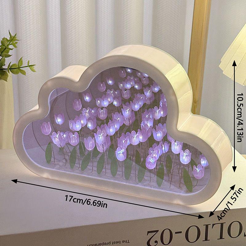 Handgemachte Diy Tulpe Blume Meer Nacht Atmosphäre Lampe Wolken Tulpe Lampe Led Nacht Licht Spiegel Tisch Lampe Schlafzimmer Dekor Lichter