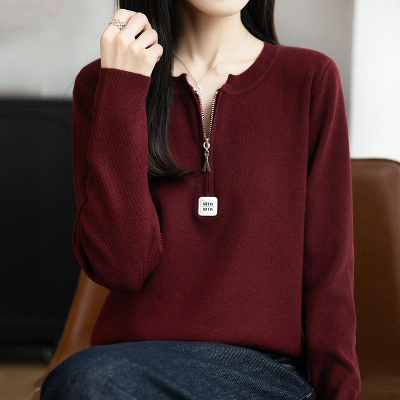 DAFIFY Damenmode, lässig, Herbst/Winter, einfarbig, mit Druck, lange Ärmel, O-Ausschnitt