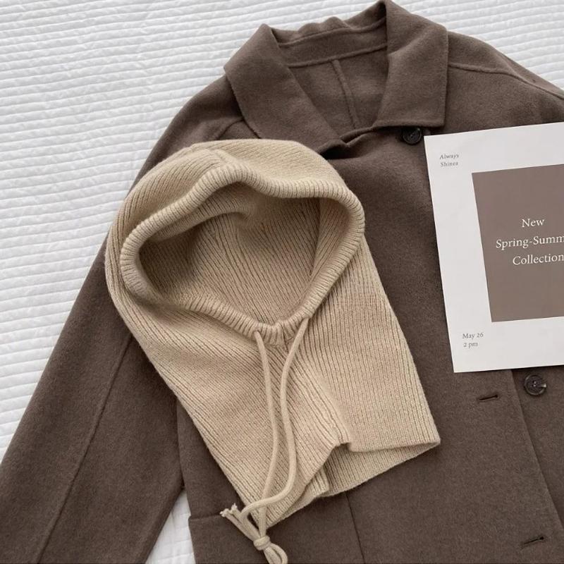 Șapci tricotate cu glugă Pălării cu balaclava de iarnă pentru femei în stil coreean Încălzitor în aer liber Pălării cu șnur, guler dintr-o singură bucată, șapcă șapcă