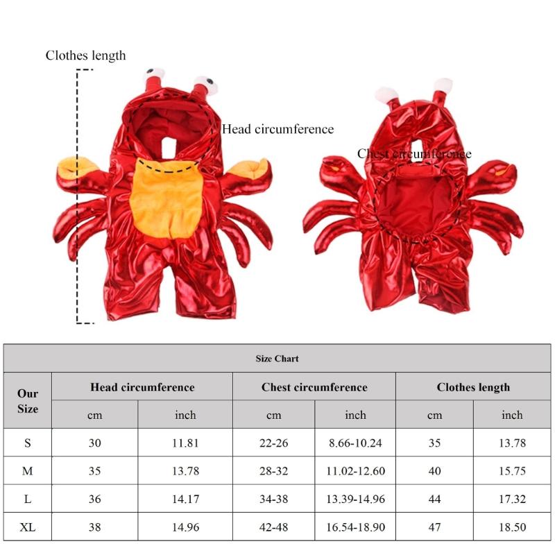 Dog Polyester Puppy Pet Small Dog Clothes, Cartoon Crab Costume Cold-Weather Pet Cartoon New Year Cosplay Dress Crab