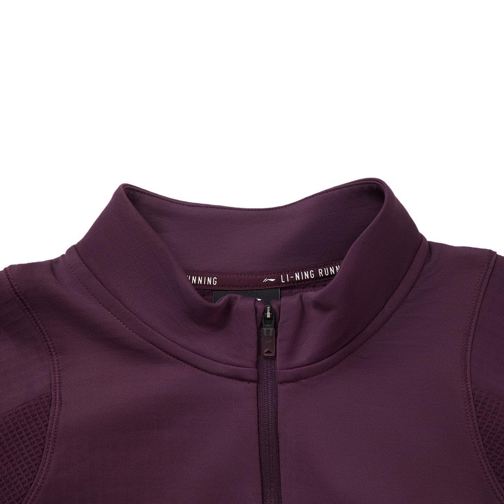 Li-Ning Antibacterial Stand Collar Logo Letter T-Shirt Women Tops Purple ATLV226-6