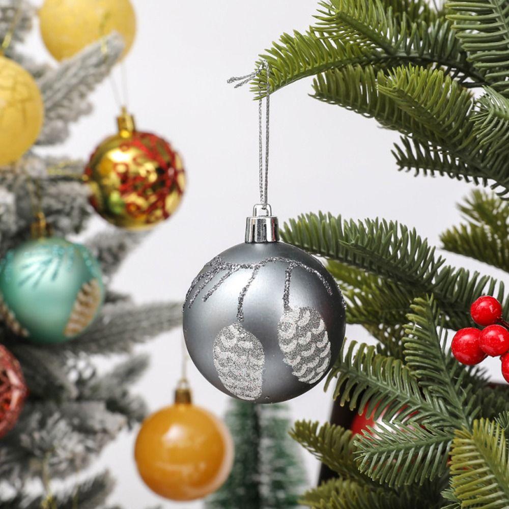 12pcs 6cm Painted Christmas Balls Pendant Plastic Xmas Tree Pendants  Home New Year Festival Gift
