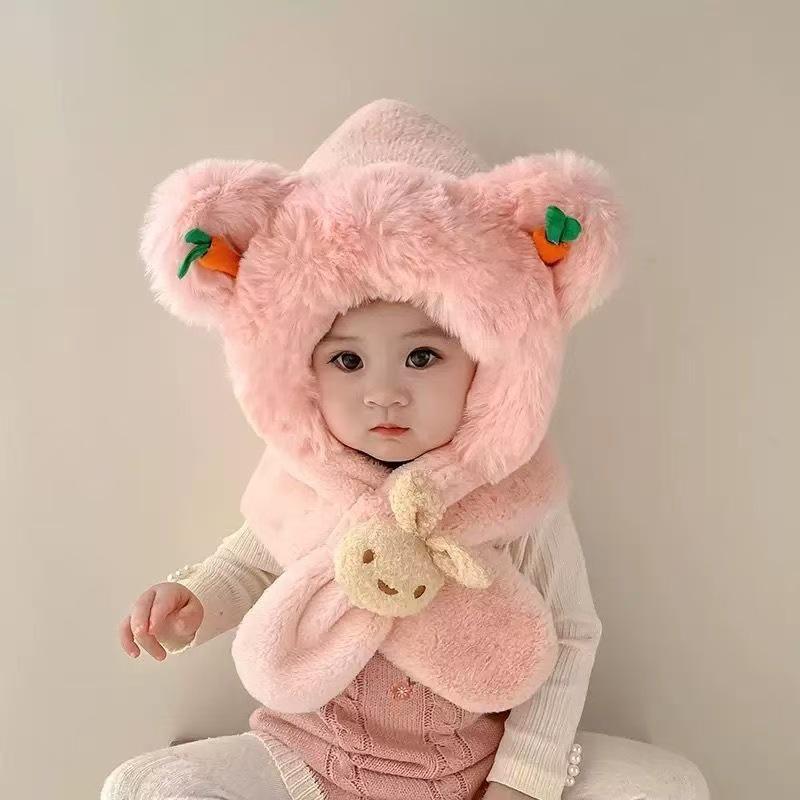 Kuromi Melody Plush Hat & Scarf Set for Kids - Cute, Warm, Cartoon Winter Accessory