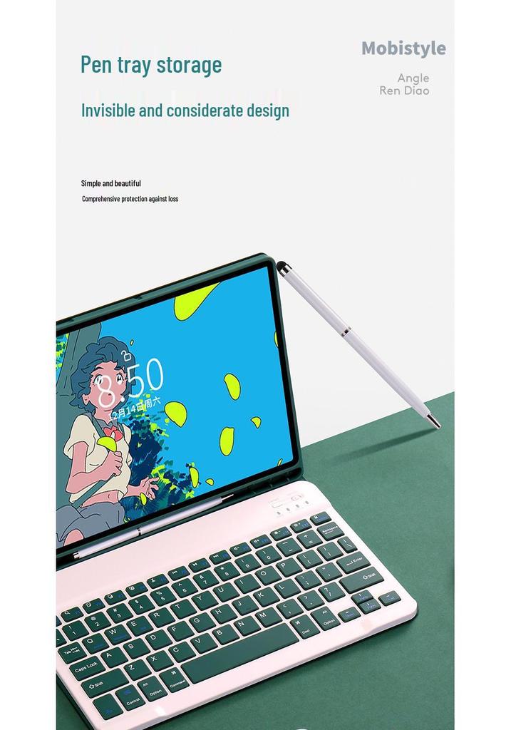 IPad 10 Schutzhülle mit Stifthalter & Bluetooth-Touch-Tastatur, Maus für Pro 11 / Air 11/6, Bunte Hintergrundbeleuchtung