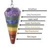 Healing Crystal 7 Chakra Point Pendulum 1 Pcs Feng Shui Raw Crystal Seven Chakra Faceted Stone Pendulum Dowsing with Chain Beads for Chakra Body