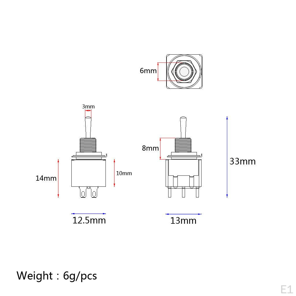 1pc Alloy SPDT 6pin 2 Position 6V Latching Switch Toggle