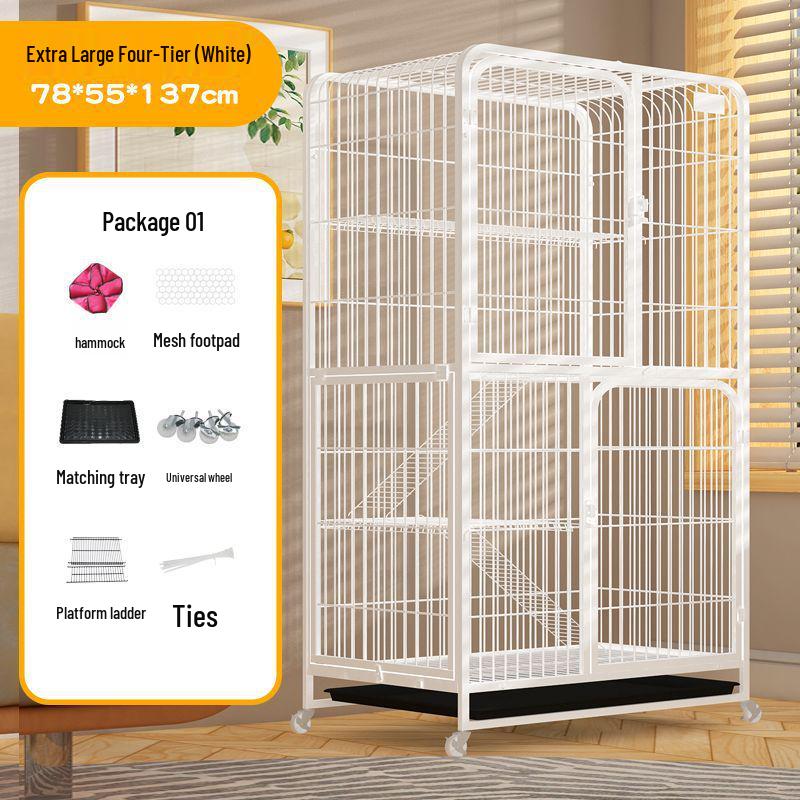 Large Double-Layer Indoor Cat Villa: Space-Saving, Portable Cage with Nest