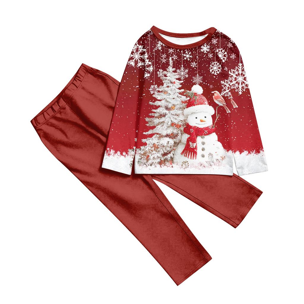 Print Cute Family Set Pajamas, Home Clothes, Family Set Long Sleeve Top Pants Set