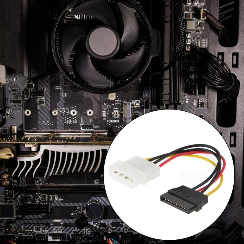 4Pin Male To 15Pin Female Power Cable 15Pin Extension Cord Hard Drive Disk Power Supply Cable Adapter For PC Desktop