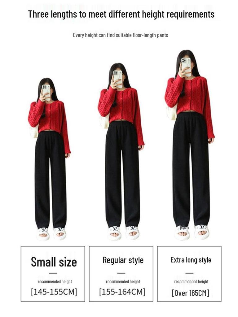 Petite Women's Velvet Corduroy Wide-Leg Pants: Thick, Slimming, Versatile and Casual for Autumn and Winter