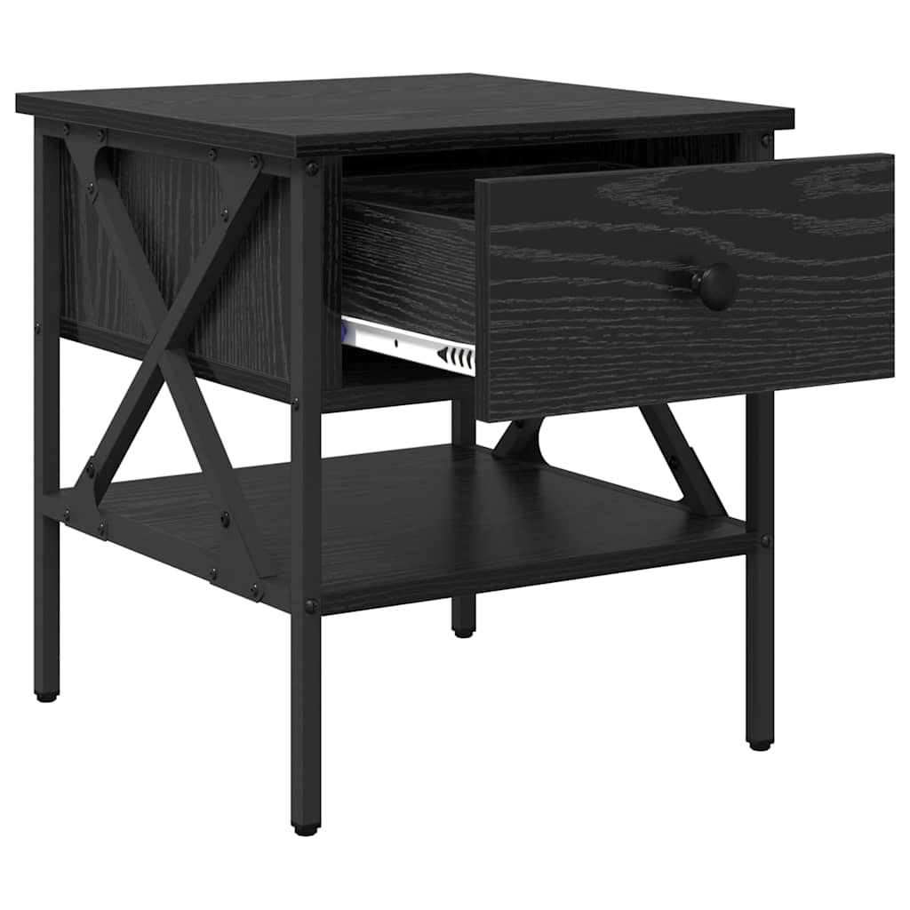 Nightstand with Drawers Black Oak Effect 40 X 42 X 45 Cm