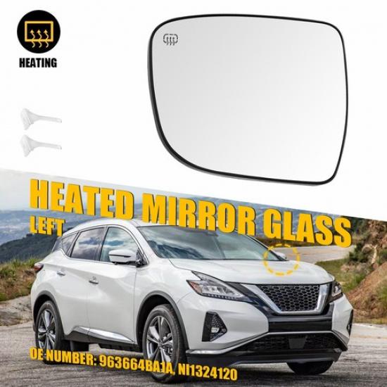For 2014- Nissan Rogue with Heated Power Left Driver Mirror Glass