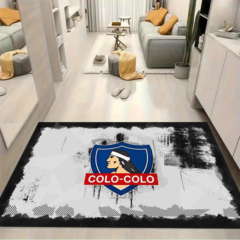 Colo-Colo Football Club Grunge Texture Crest Print Area Rug Chilean Soccer Fan Non Slip Rectangular Floor Mat Gaming Room Football Fan Home Decor Rug