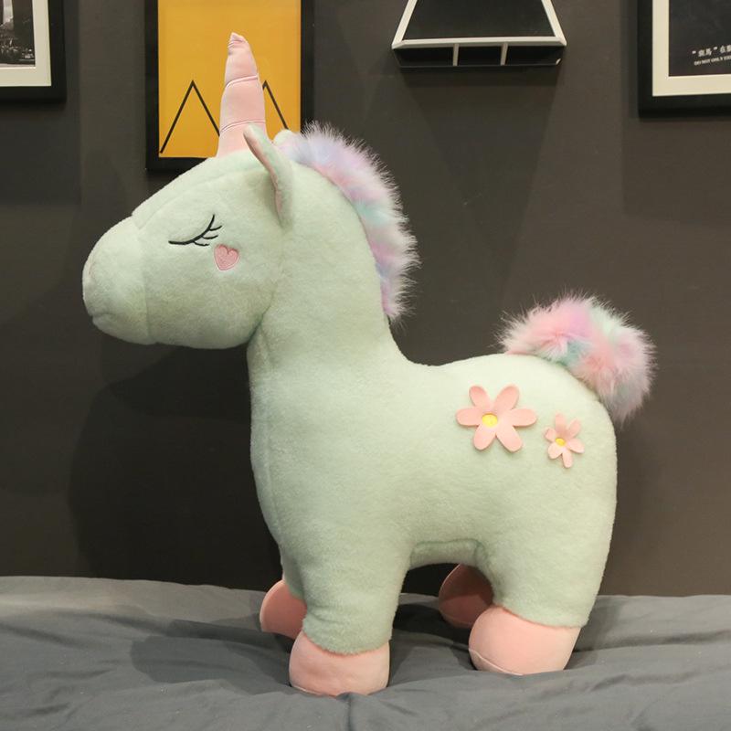Dream Rainbow Unicorn Doll Cartoon Standing Position Sleeping Color Pony Plush Doll Girl