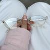 1pc Women's Metallic Oval Narrow Frame Rhinestone-Inlaid Fashion Glasses, Y2K Vintage Kawaii Plain Eyewear for Daily Styling Glasses Accessories