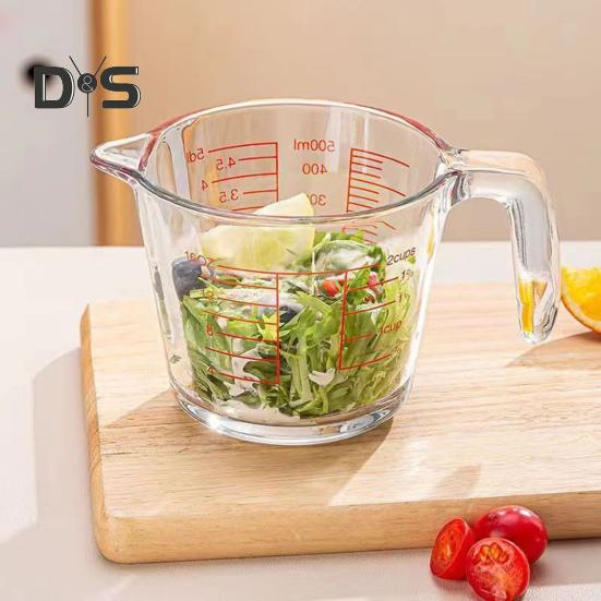 Glass Measuring Cup with Handle & V-Shaped Spout Shot Glass Espresso Jugs Transparent Scale Ounce Measure Jugs Mixing Mug for Bar Party Wine Milk
