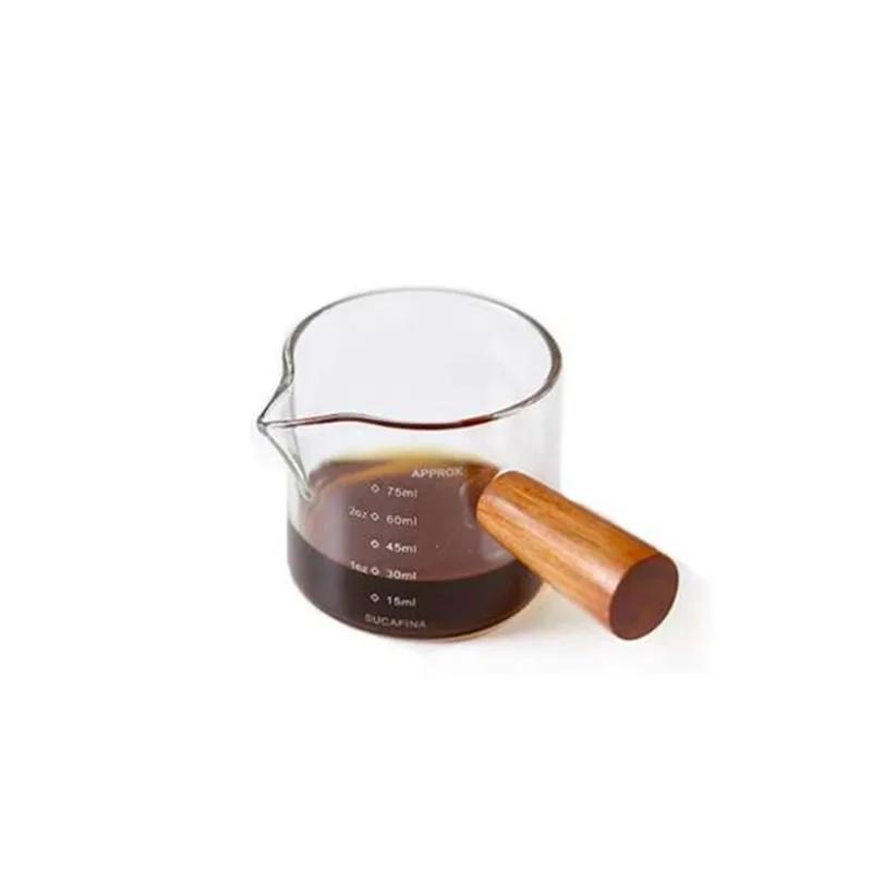 75ml Heat-resisting Glass Espresso Measuring Cup Double/Single Mouth Glass Milk Jug With Handle Glass Scale Measure Mugs