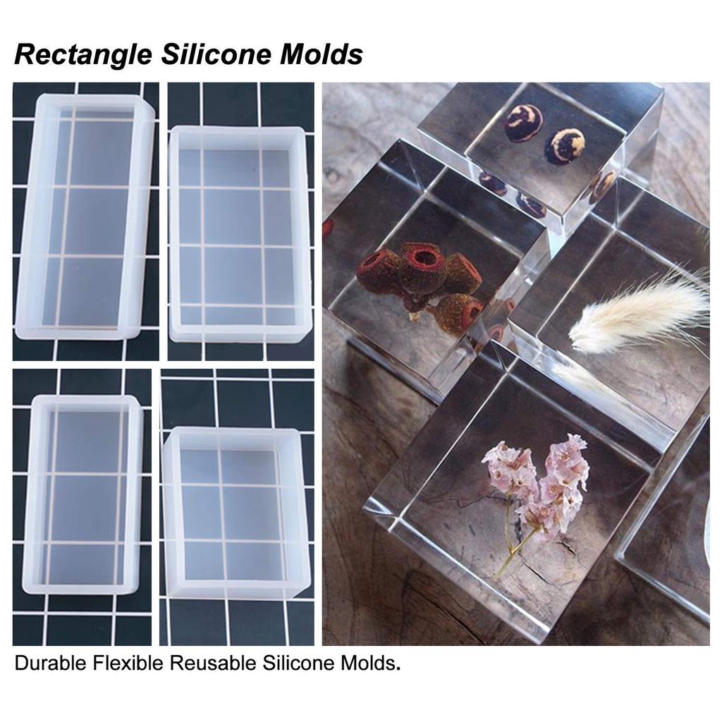 Casting Molds Silicone Square Rectangle Ball Molds 9Pcs Sizes