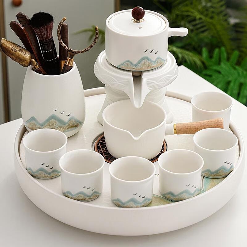 HANDUNYOU Kung Fu Tea Set with Round Tea Tray