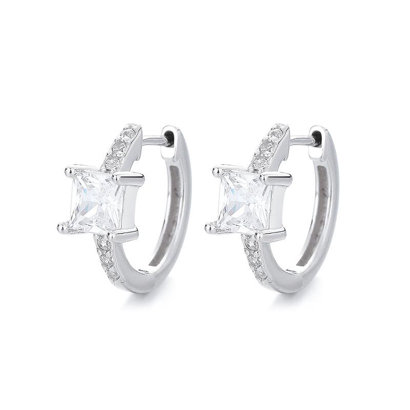 

Color Zircon Square Earrings Women S Square Colored Diamond Tide Earrings Simple Temperament Ear Jewelry
