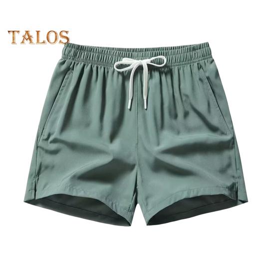 Herren-Shorts, elastischer Bund, verstellbarer Kordelzug, lässige Shorts mit Taschen, einfarbig, schnelltrocknend, Sport-Shorts