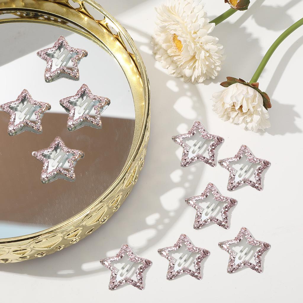 10PCS Sequins Star Hair Clip Set for Women Alloy Snap Clip Hair Styling Accessories Aesthetics Hair Barrettes for Female