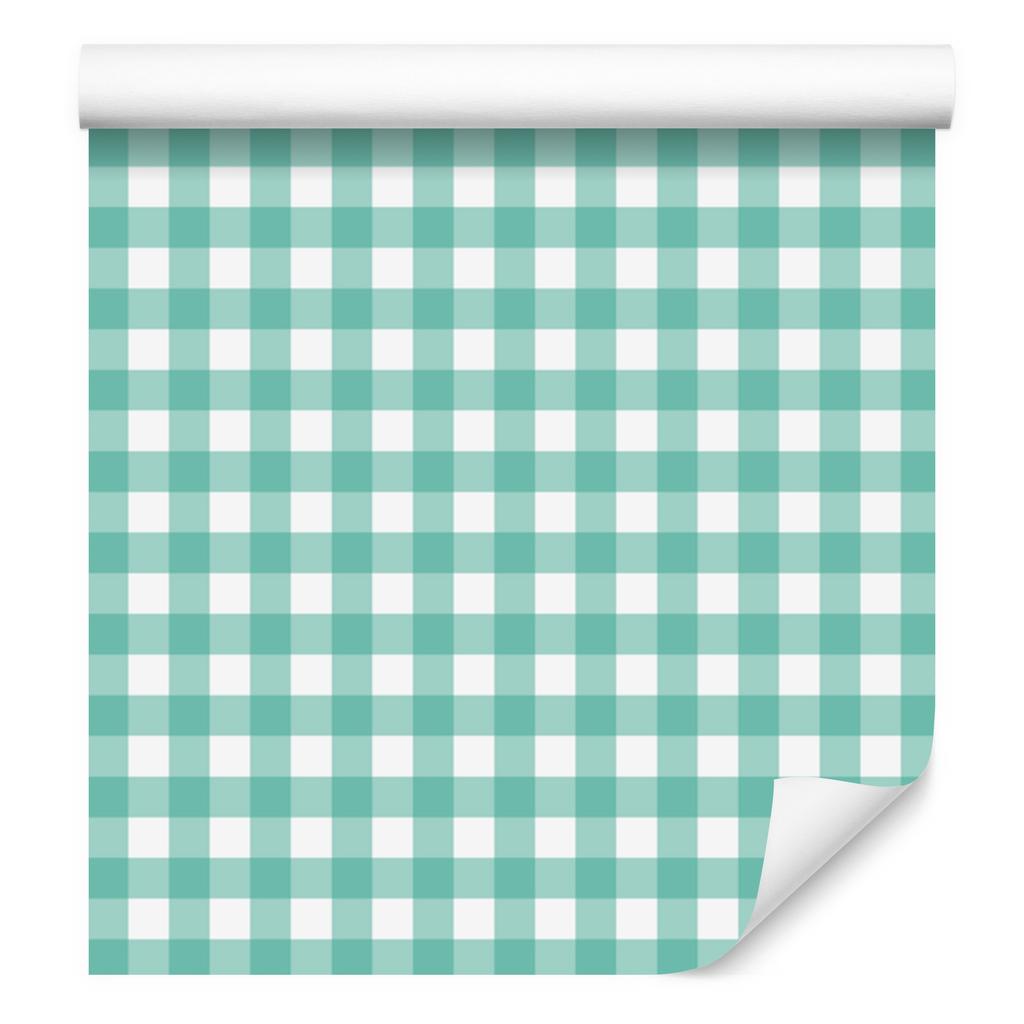 Wallpaper Fabric Pattern Mint, Sea and White for Living Room and Bedroom 50x1000