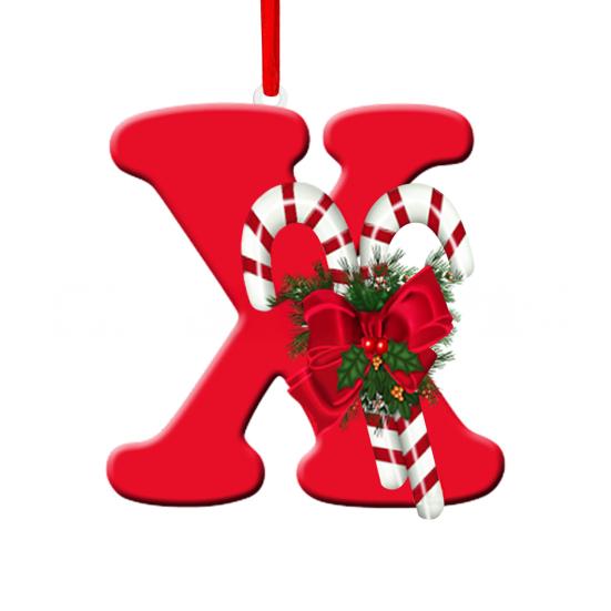 Christmas Acrylic Letter Hanging Decoration Car Rearview Mirror Xmas Tree A to Z Alphabet
