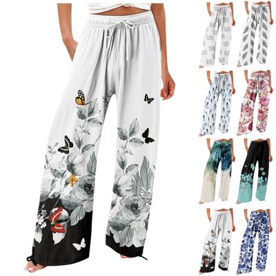 Pants For Women Flowy Summer High Waisted Wide Leg Print Pant Casual Pants