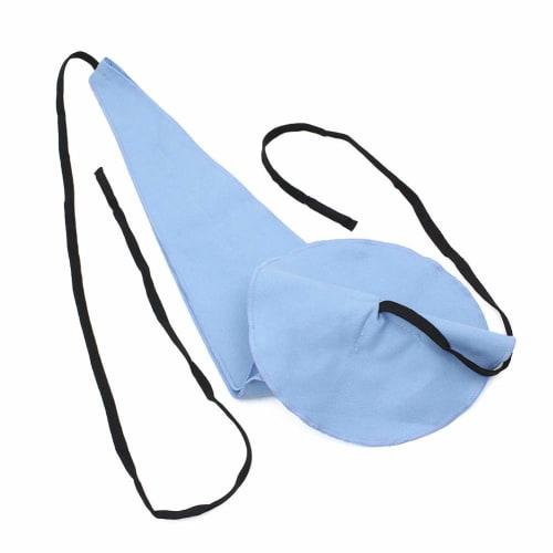 Reusable, absorbent cleaning swab for wind instruments, including saxophone, alto, tenor saxophone, and flutes. Blue maintenance tool.