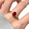 French Retro Ruby Red Diamond Ring - Women's Exquisite Index Finger Accessory, Light Luxury Style