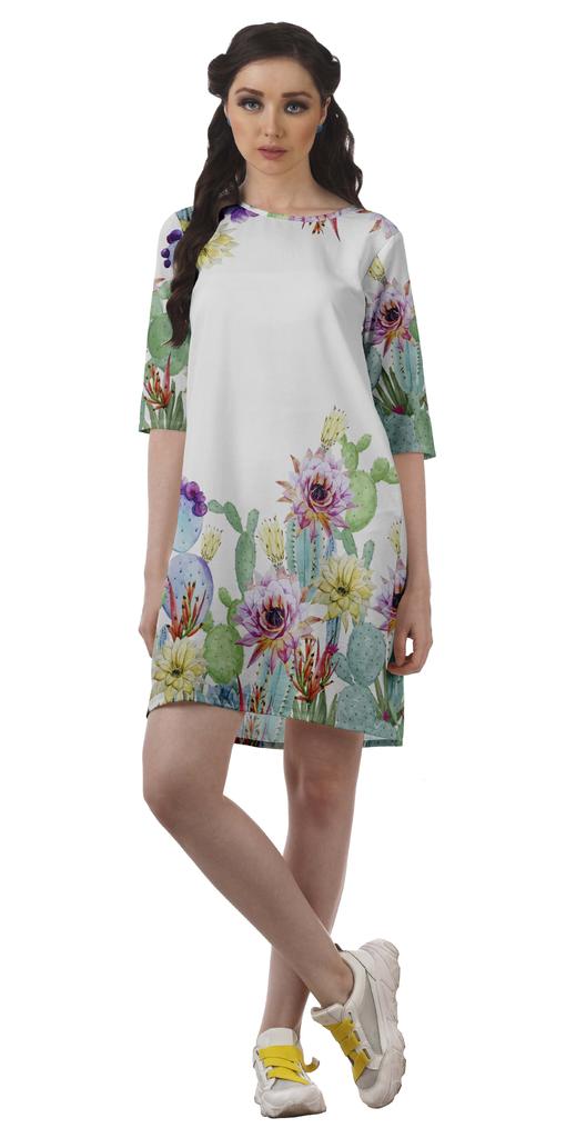 Moomaya Printed 3 4 Sleeve Winter Dresses For Women Scoop Neck Short Swing