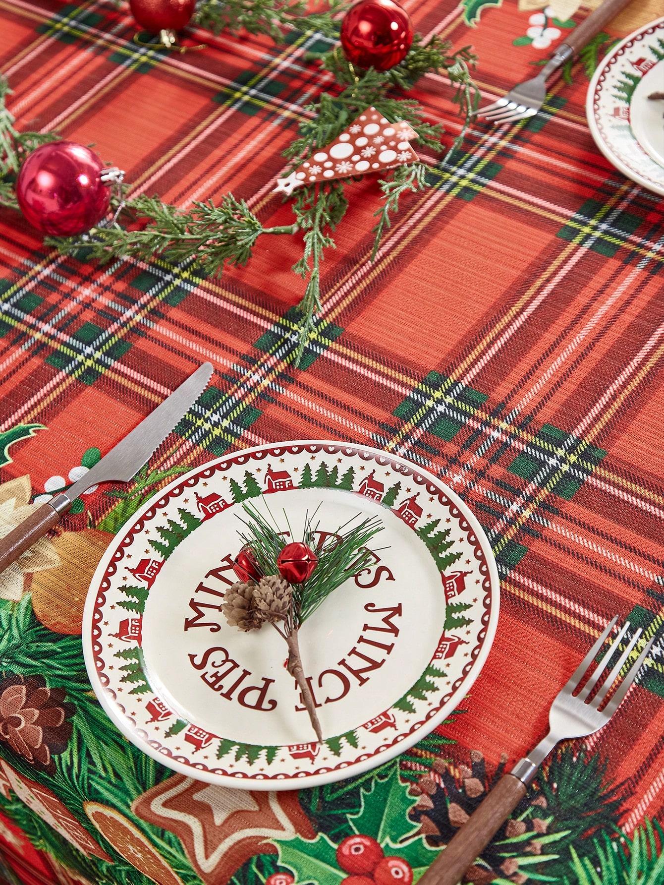 

Красная рождественская скатерть с принтом в клетку, скатерть на рождественскую тематику, подходит для украшения рождественской вечеринки, декора кухонного стола 100x140cm красный