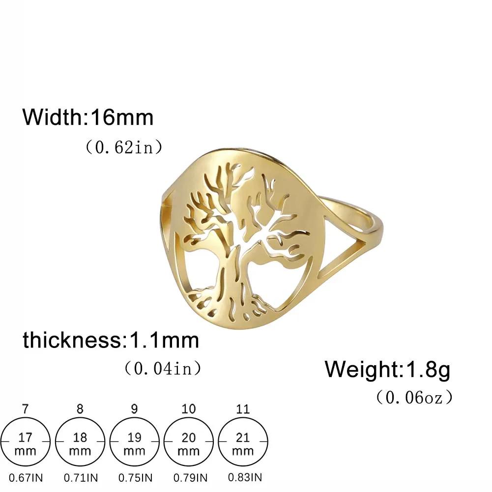 Stainless Steel Tree of Life Ring for Women Vintage Amulet Finger Rings Jewelry Mother's Day Gift