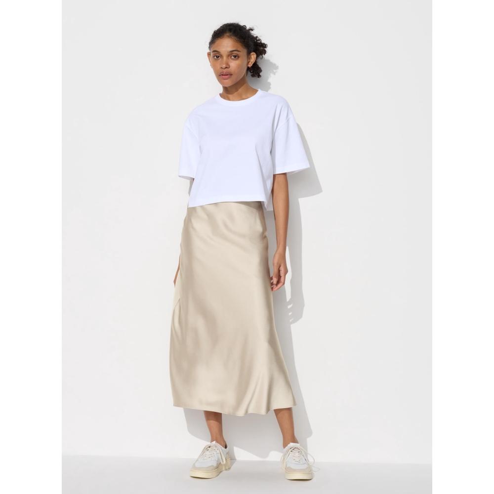 Uniqlo Satin Skirt Skirt Length 85 89cm – buy the best products in