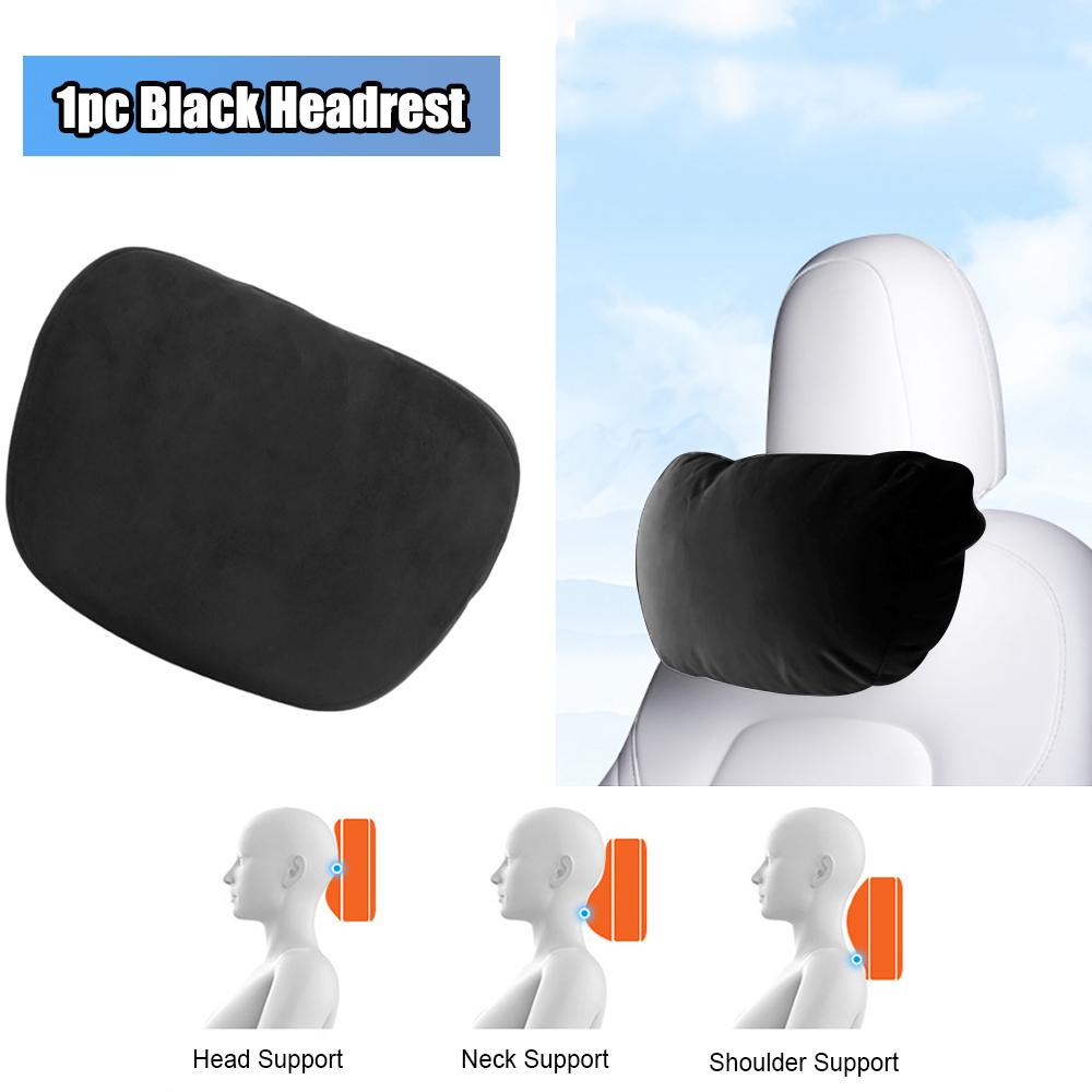 For Tesla Model 3 Y S X Car Seat Headrest Neck Pillow Cushion Suede Comfortable Headrest Lumbar Support Black/White