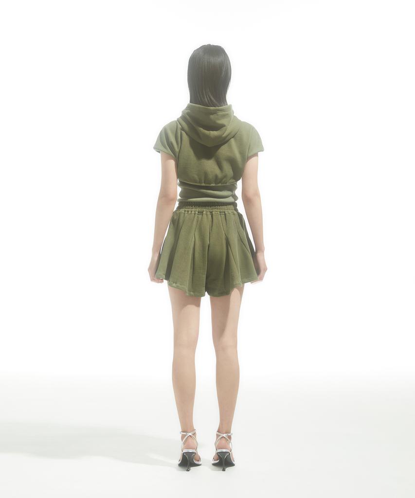DRAE V-Waist Flared Sweatshorts_Khaki